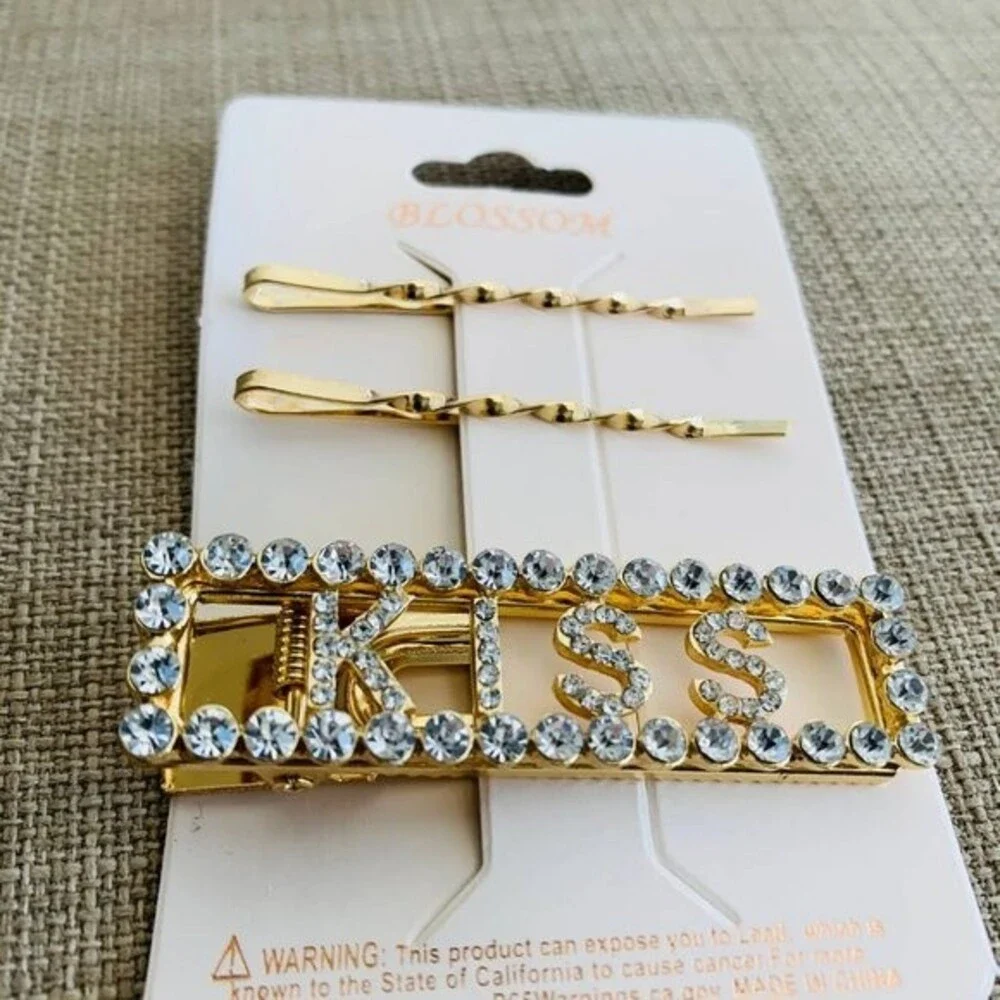 Hair clips fashion pins Rhinestone Gold Deco Hair Clips 